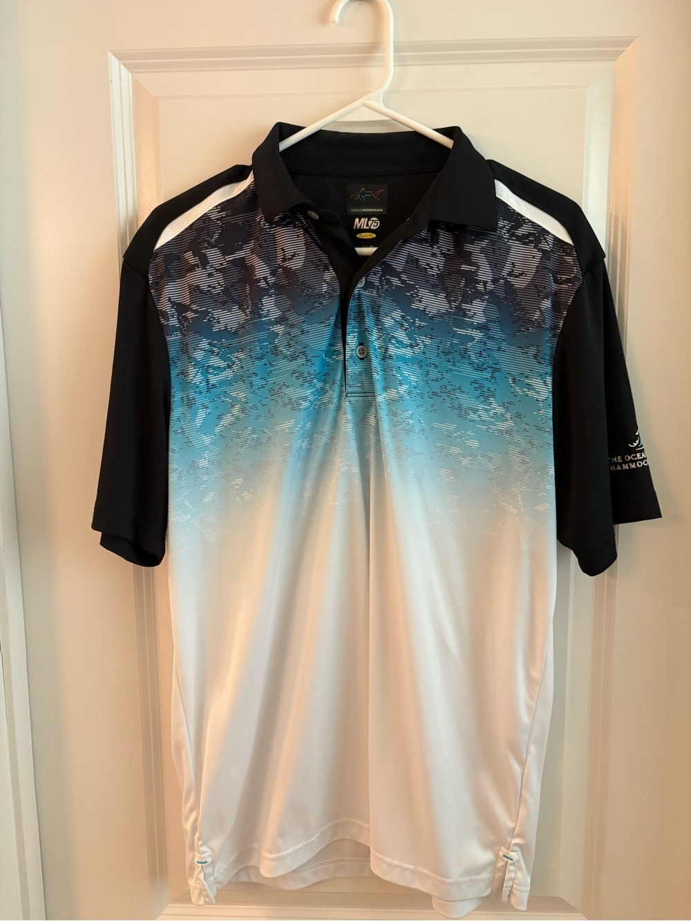 Greg Norman Collection Men's Blue, White & Black Gradient Polo